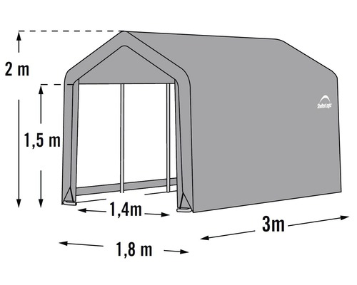 Logo ShelterLogic avec dimensions