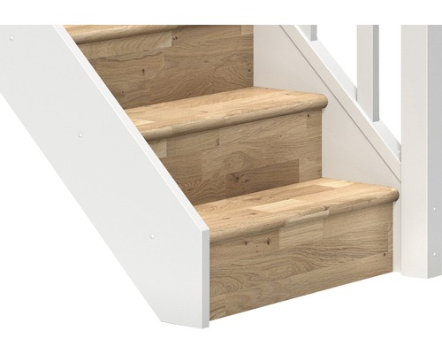 Marches d''escalier en bois avec rampe d''escalier blanche