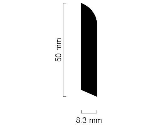 Schéma d''une moulure décorative avec dimensions : 50 mm de hauteur et 8,3 mm de largeur
