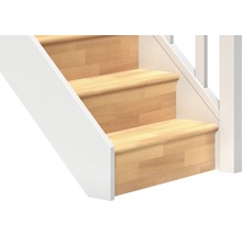 Escalier à limon latéral escalier de meunier Pertura Elenie hêtre bois lamellé-collé avec contremarches droit 14 marches / 15 pas de marche garde-corps à barres verticales