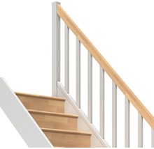 Escalier à limon latéral escalier de meunier Pertura Elenie hêtre bois lamellé-collé avec contremarches droit 14 marches / 15 pas de marche garde-corps à barres verticales