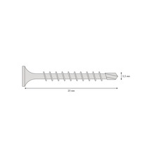 Abbildung einer Schraube mit den Maßen 25 mm Länge und 3,5 mm Durchmesser