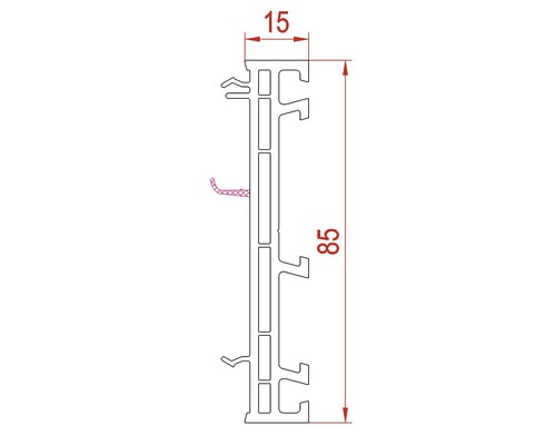 Schéma technique d''un profilé aux dimensions de 15 et 85 millimètres