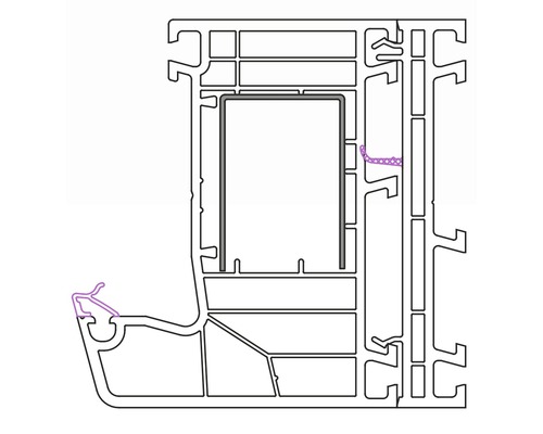 Vue en coupe d''un cadre de fenêtre avec profilé d''étanchéité