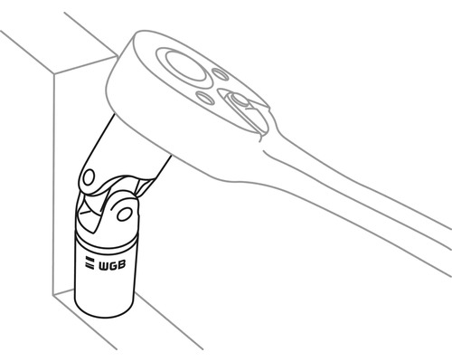 Illustration d''un cliquet avec joint de cardan et logo WGB