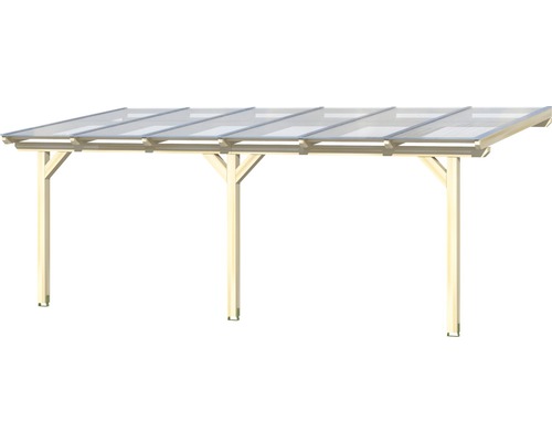 Carport aus Holz mit transparentem Dach