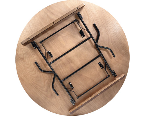 Plateau de table rond avec cadre métallique replié