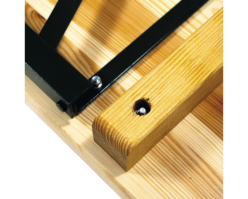 Vue détaillée d''une table en bois avec structure métallique