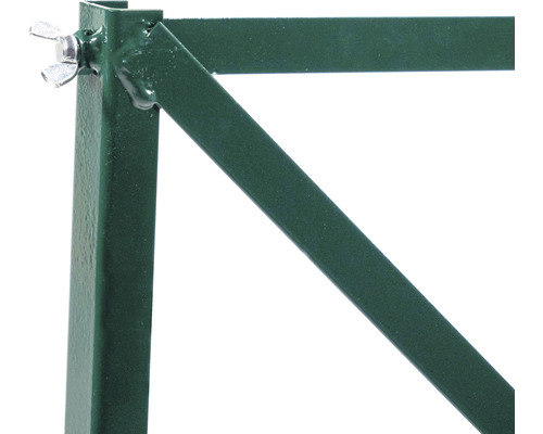 Vue détaillée d''un cadre métallique vert avec écrou papillon