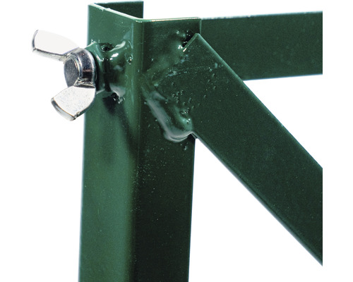 Gros plan d''un support métallique vert avec un écrou papillon