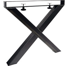 Piètement de table en acier en forme de X avec pieds réglables