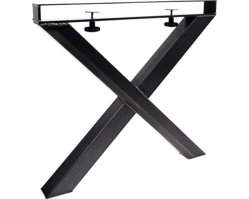 Piètement de table en acier en forme de X avec pieds réglables