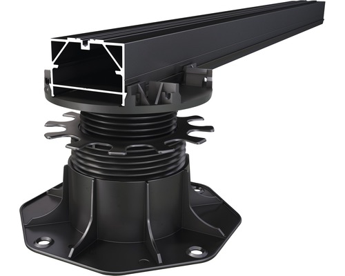 Plot de terrasse avec profilé en aluminium pour le montage de lames de terrasse.