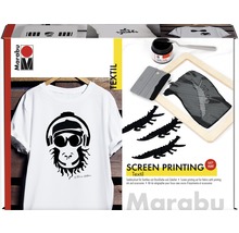 Marabu Siebdruck Set Textil mit Zubehör und Druckfarbe