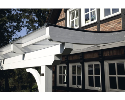 Vue détaillée d''un toit de terrasse en bois avec un toit transparent