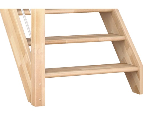 Vue détaillée d''un escalier en bois avec trois marches