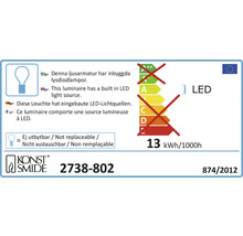 Étiquette énergétique avec des informations sur le luminaire LED et le fabricant Konstsmide