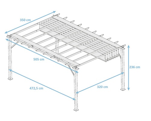Dessin technique d''une pergola en bois avec dimensions