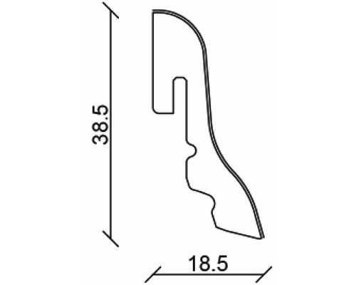 Dimensions d''un profilé de plinthe : 38,5 x 18,5 mm
