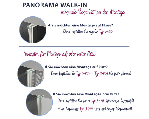 Informationen zur Montage der Panorama Walk-In Dusche
