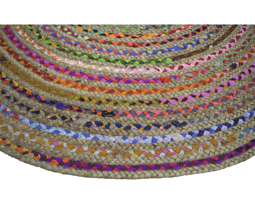 Tapis rond en jute et chutes de tissu