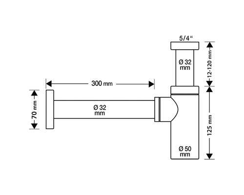 Schéma siphon avec dimensions
