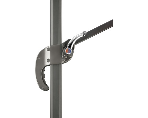 Vue détaillée d''un support de parasol avec mécanisme à manivelle