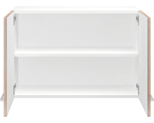 Armoire murale ouverte avec deux étagères