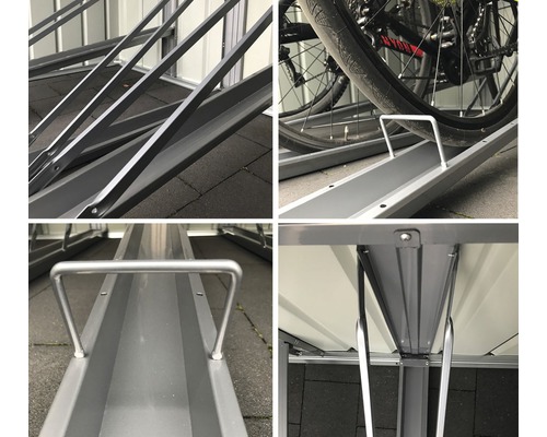 Vue détaillée d''un garage à vélos avec support à vélos