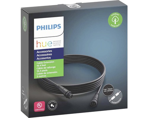 Extension de câble Philips Hue pour éclairage extérieur, 5 mètres, emballage