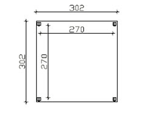 Dessin technique avec dimensions 302 x 302 mm et 270 x 270 mm