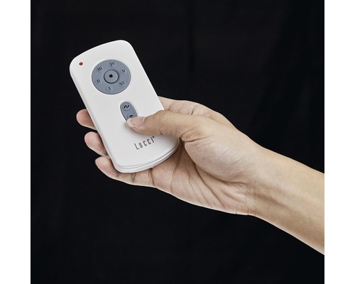 Hand hält Lucci Fernbedienung