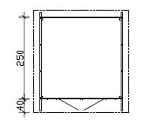 Schéma coté d''un abri de jardin d''une hauteur de 250 cm