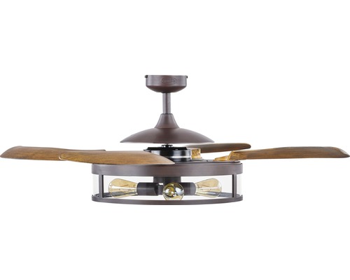 Deckenventilator mit Holzflügeln und Leuchte