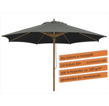 Grauer Gartenschirm mit Holzoptik
