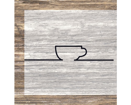 Symbole de tasse sur fond en bois