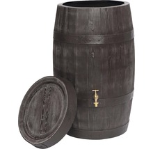 Récupérateur d''eau de pluie aspect tonneau en bois avec couvercle et robinet