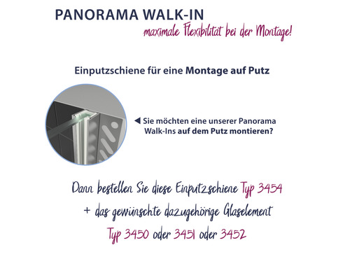 Einputzschiene zur Montage einer Duschkabine auf Putz