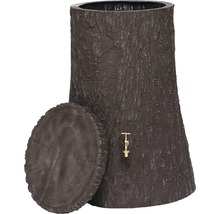 Récupérateur d''eau de pluie aspect souche d''arbre avec robinet et couvercle
