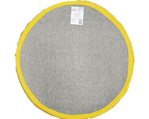 Runde Teppichunterseite mit gelber Umrandung