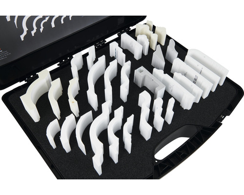 Stuckleisten Musterkoffer mit verschiedenen Profilen