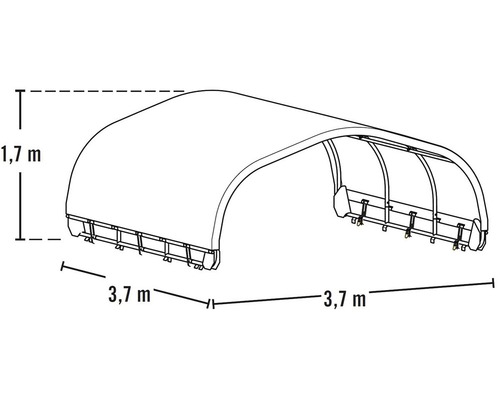 Image d''un abri mesurant 1,7 mètre de haut et 3,7 mètres de long.