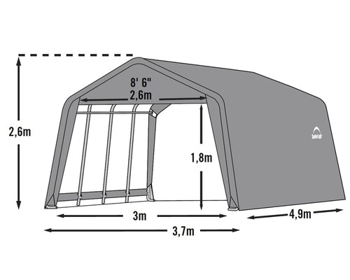 Image d''un abri avec des indications de taille.