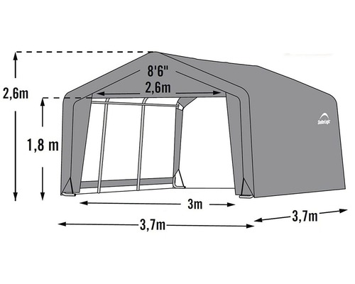Image d''un abri de stockage ShelterLogic avec dimensions
