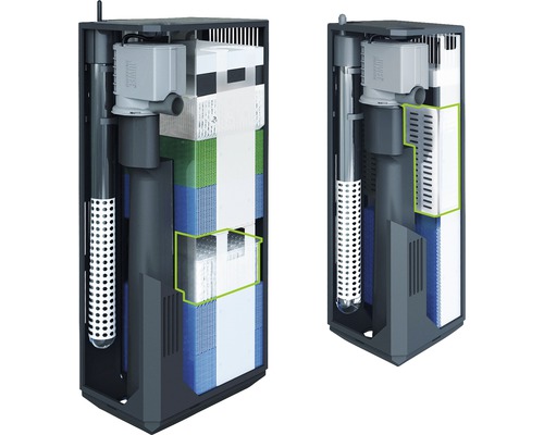 Filtre intérieur d''aquarium avec différents matériaux filtrants