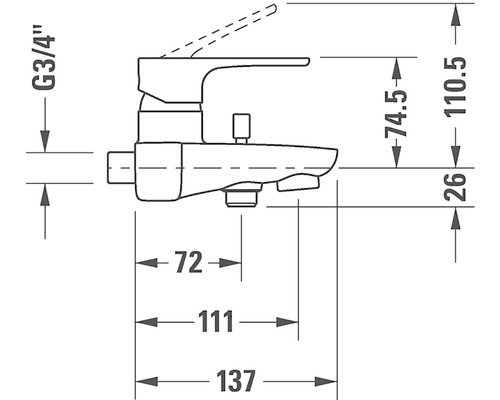 Dessin technique d''un robinet avec dimensions