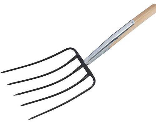 Mistgabel mit Holzstiel und fünf Zinken