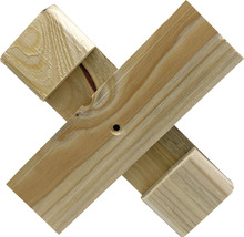 Support en bois en forme de croix avec trou de forage