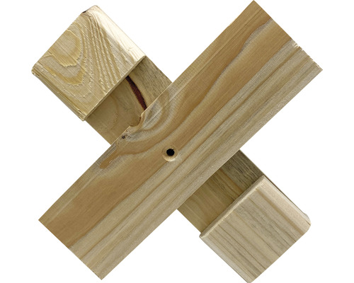 Support en bois en forme de croix avec trou de forage