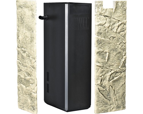 Aquarienkombination bestehend aus Innenfilter und zwei Rückwänden in Felsoptik